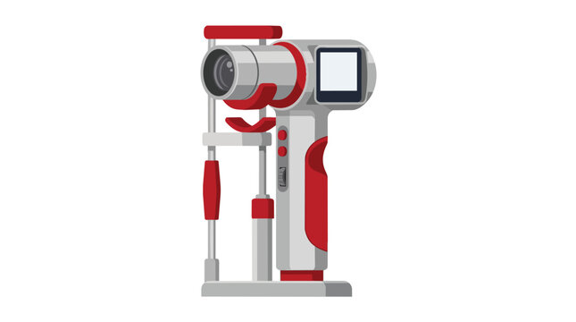 Ophthalmic autorefractor device for professional vision screening in a clean flat vector illustration for clinical eye care and optometry branding