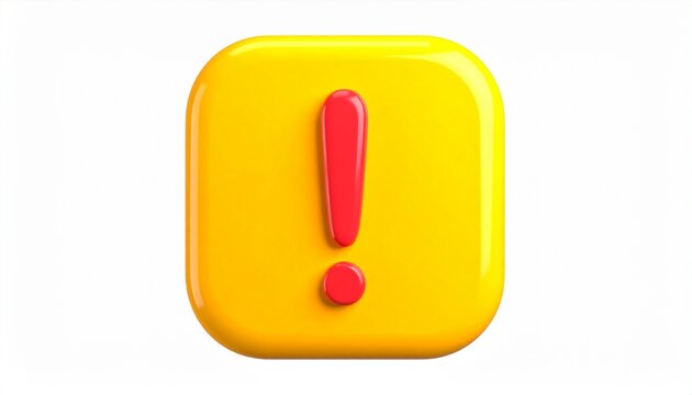3D Communication Bubble Alert Symbol with Bright Yellow and Red Glossy Design