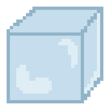 Ice cube frozen blue pixel art cold handdrawn