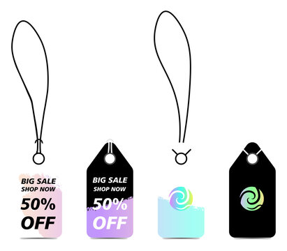 Discount tags for sale and promotional use online on transparent background