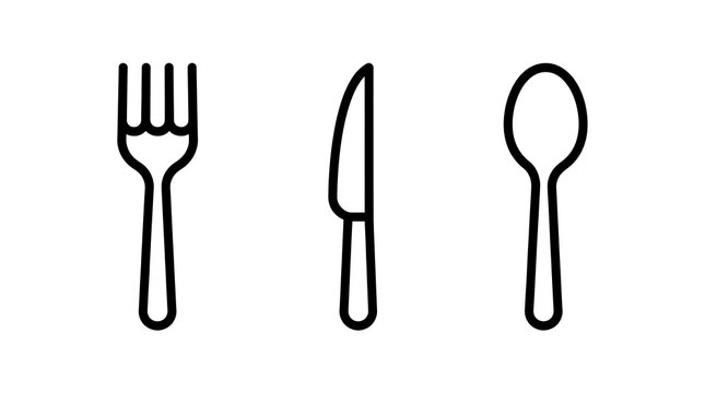 Minimalist flatware set icon with fork knife spoon