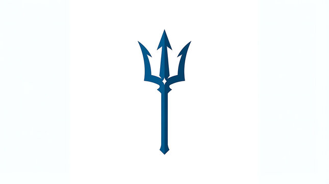 Blue trident symbol on clean background