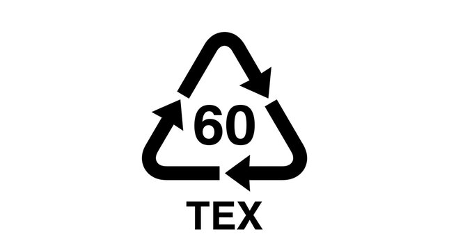 Recycling symbol with sixty percent tex number