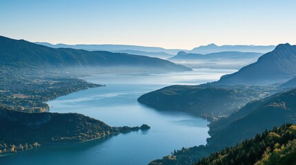 Fototapeta premium Detailed Overlook Scenery Featuring Lake Annecy, France