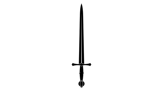 Black medieval sword standing upright