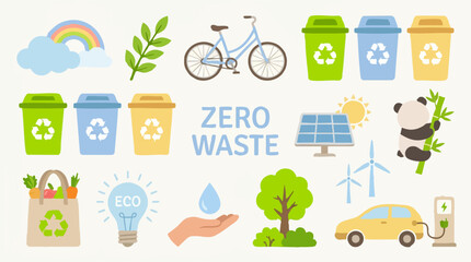 Obraz premium Collection of Eco-Friendly and Zero Waste Icons for Sustainable Living