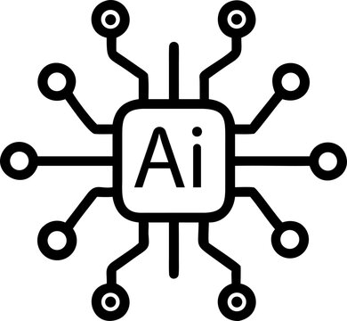 Artificial intelligence AI processor chip vector icon symbol. AI system icon illustration vector