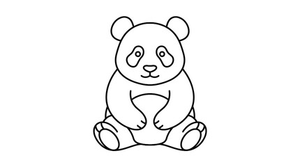 Minimalist line art panda sitting illustration © Kartu