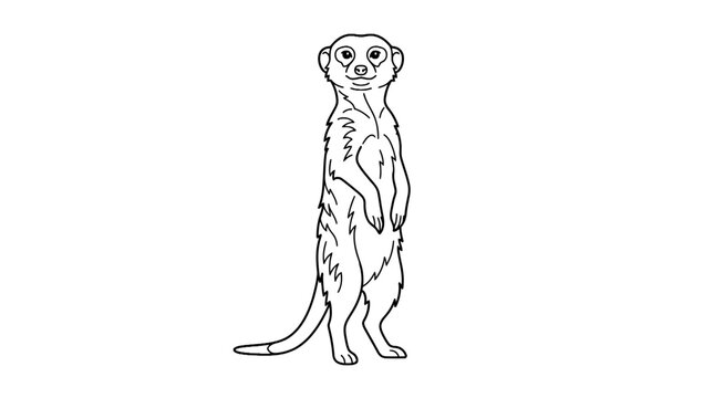 Meerkat standing upright in line art style