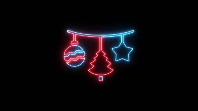 Blue neon outline of a face with a mustache and a glowing red star isolated on a black background
