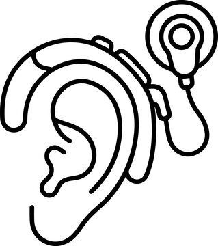 Cochlear implant icon, medical device for hearing loss, vector illustration