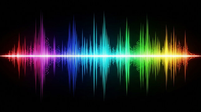 Multicolor sound wave visualization on black background