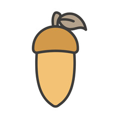 Cartoon acorn with a leaf © inari