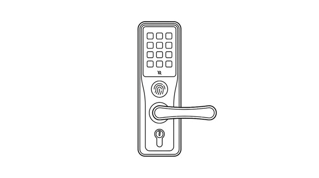 Smart digital door lock with fingerprint sensor and keypad icon