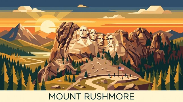 mount rushmore vector illustration