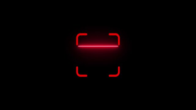 scanner icon animation isolated scanner neon shine icon animation .fingerprint biometric scanning animation. Biometric scanning animation showing neon fingerprint -4k black background icon animation