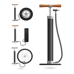Foot pump inflating bicycle and car tires easily on transparent background © MSTSAKHINA