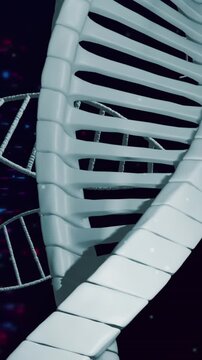 Animation of dna strands spinning over glowing particles