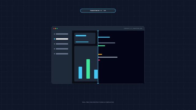 Software Code Transforming Into User Interface Elements Digital Motion Illustration