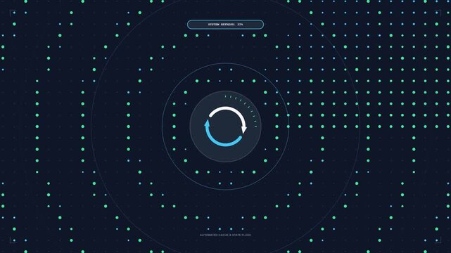 Dynamic Refresh Arrow Icon With Digital Grid Wave Motion Illustration