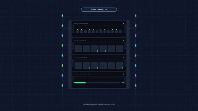 Server Rack System Update Progress Bar Loading Data Patch Motion Illustration
