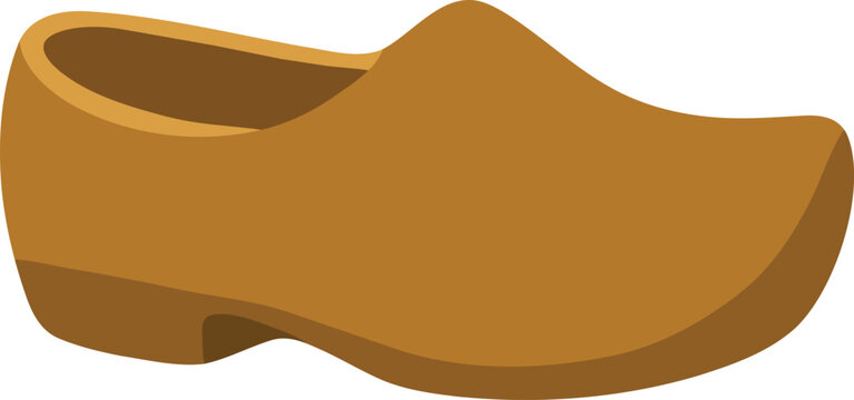 Plain Brown Wooden Clog With Curved Shape