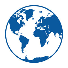Obraz premium Blue globe icon earth map white background