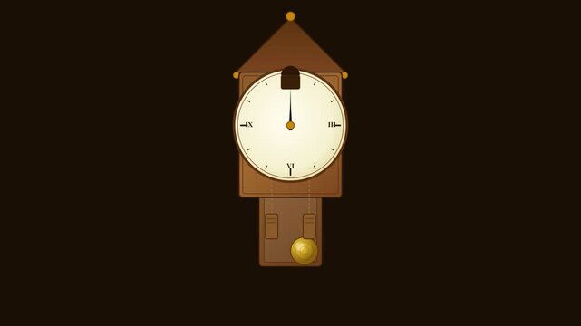 Cuckoo Clock Striking Twelve with Bird Coming Out Animation