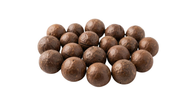 A pile of macadamia nuts isolated on transparent background