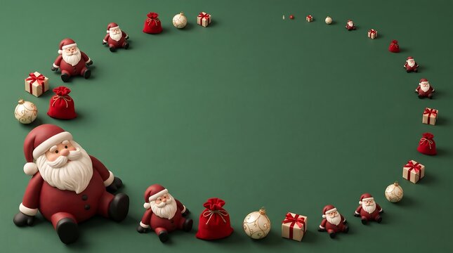 Christmas Christmas Background with Santa Figurines and Gifts