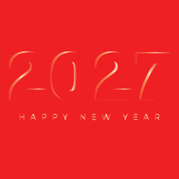 2027 happy new year elegant red typography festive holiday greeting background design