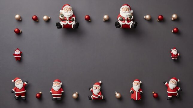 Christmas Christmas Background with Santa Figurines and Ornaments