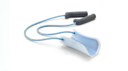 Obraz premium Blue fitness skipping rope with ergonomic handles and protective sleeve