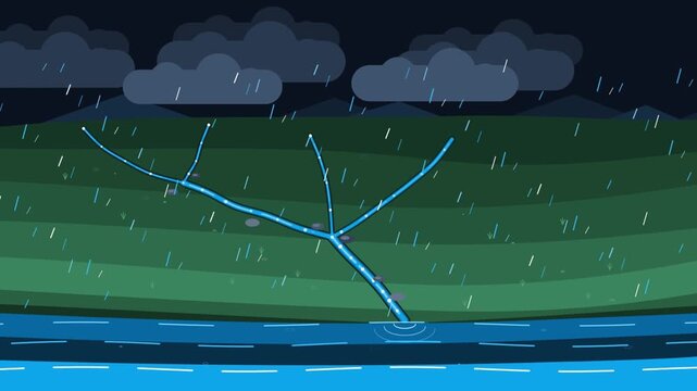 Animated Water Runoff and River Drainage Illustration