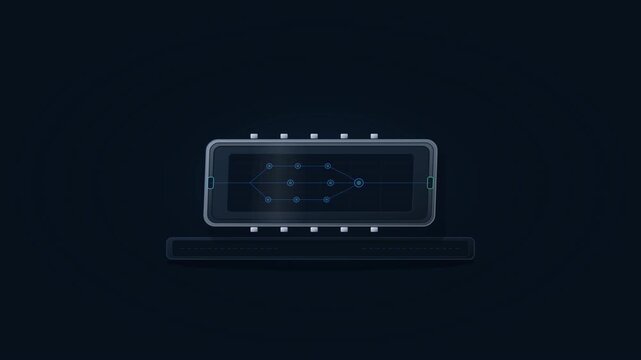 Futuristic AI processor chip visualizing parallel neural data processing, with digital signals traveling through interconnected neural circuits inside a high-tech semiconductor.