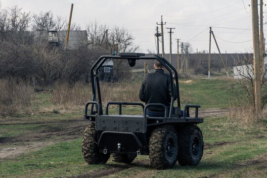 Robotic ground vehicle on muddy field trail