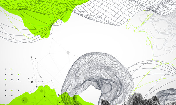 Abstract art wireframe background. Modern science or technology art elements. Surface illustration. Vector.