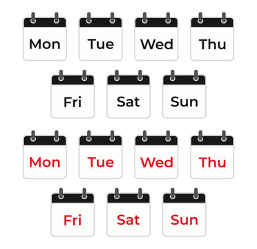 Weekly schedule calendar page flip mini days of week calendar