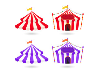 Vibrant circus tents for festive events and celebrations on transparent background © MSTSAKHINA