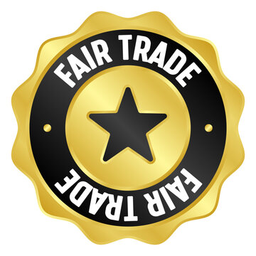 fair trade golden badge. fair trade gold seal or medal
