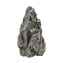 Tall jagged mountain rock boulder isolated on transparent background, PNG © Moxen
