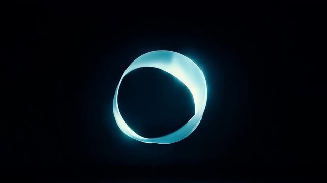 Abstract luminous ring with futuristic mood rotating softly in dark space with clean glowing contours