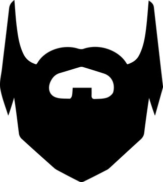 Hipster beard silhouette icon isolated on transparent background