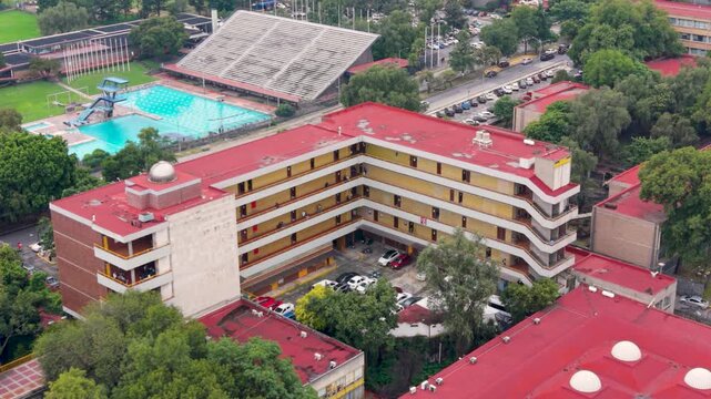 Aerial perspective of the Faculty of Engineering at UNAM, CDMX