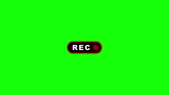 Record Indicator REC Button Green Screen Motion Graphic Overlay with Active Recording Dot Display