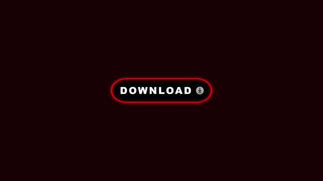 Digital Cyber Security Red Glowing Download Button Screen Display Motion Graphic Animation