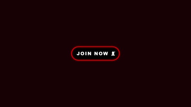 Red Glowing Join Now Button Motion Graphic Overlay Background with User Icon Animation