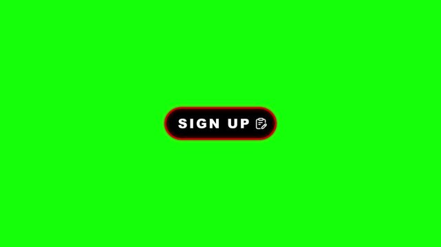 User Registration Sign Up Button Green Screen Motion Graphic Overlay for Web Interface