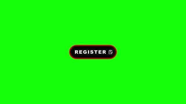 Digital Web Interface Register Button Animation Display on Chroma Key Green Screen