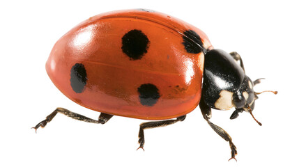 Bright red ladybug with black spots, isolated on transparent background © Mia